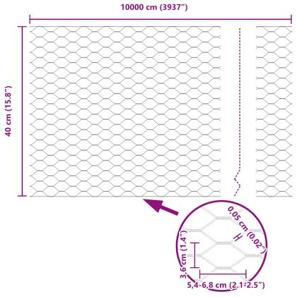 Ограда и колче Сребрист 0,4 x 100 м Стомана