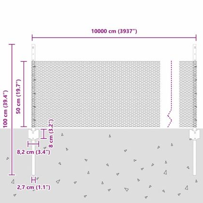 Ограда и колче Сребрист 0,5 x 100 м Стомана