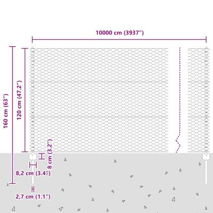 Ограда и колче Сребрист 1,2 x 100 m Стомана