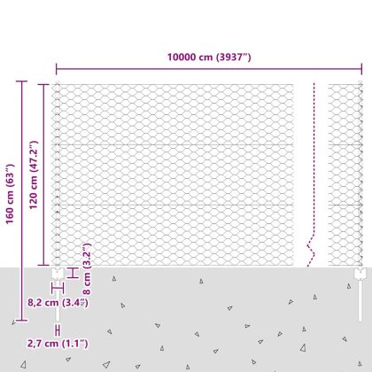 Ограда и колче Сребрист 1,2 x 100 m Стомана