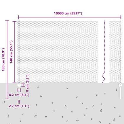 Ограда и колче Сребрист 1,4 x 100 m Стомана