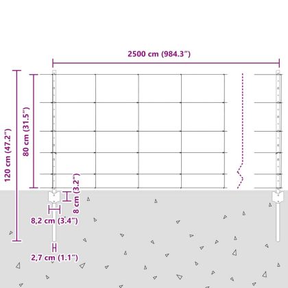 Ограда и колче Сребрист 0,8 x 25 m Стомана