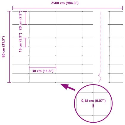 Ограда с пост Сребрист 0,8 x 25 m Стомана