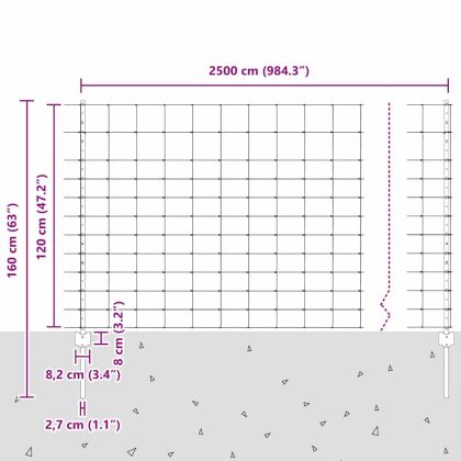 Ограда и колче Сребрист 1,2 x 25 m Стомана