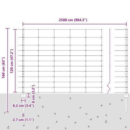 Ограда и колче Сребрист 1,2 x 25 m Стомана