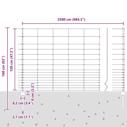 Ограда и колче Сребрист 1,2 x 25 m Стомана