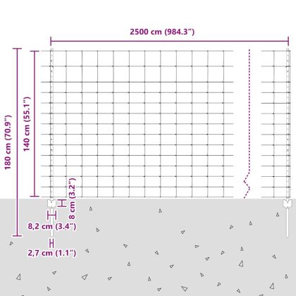 Ограда и колче Сребрист 1,4 x 25 m Стомана