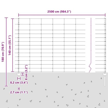 Ограда и колче Сребрист 1,4 x 25 m Стомана