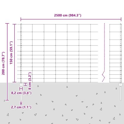Ограда и колче Сребрист 1,5 x 25 m Стомана