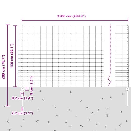 Ограда и колче Сребрист 1,5 x 25 m Стомана