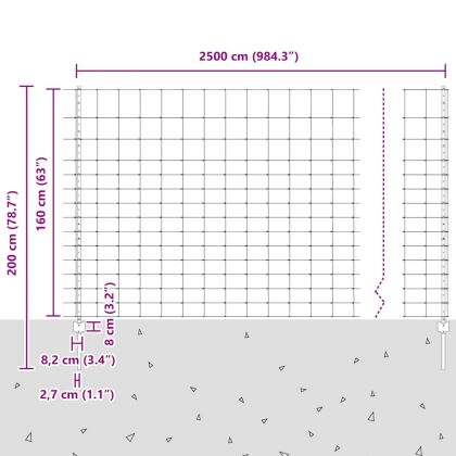 Ограда и колче Сребрист 1,6 x 25 m Стомана