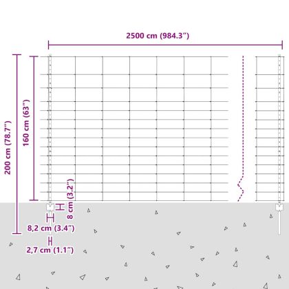 Ограда и колче Сребрист 1,6 x 25 m Стомана