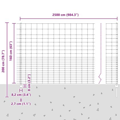 Ограда и колче Сребрист 1,6 x 25 m Стомана