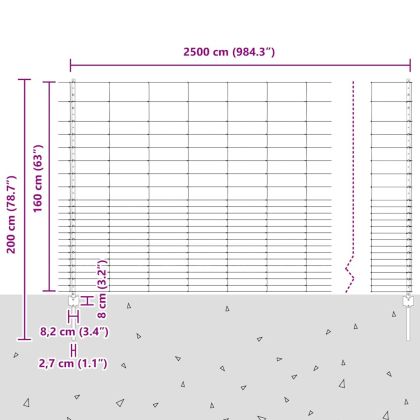 Ограда и колче Сребрист 1,6 x 25 m Стомана