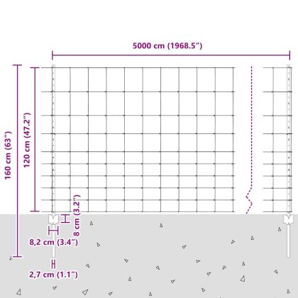 Ограда и колче Сребрист 1,2 x 50 m Стомана
