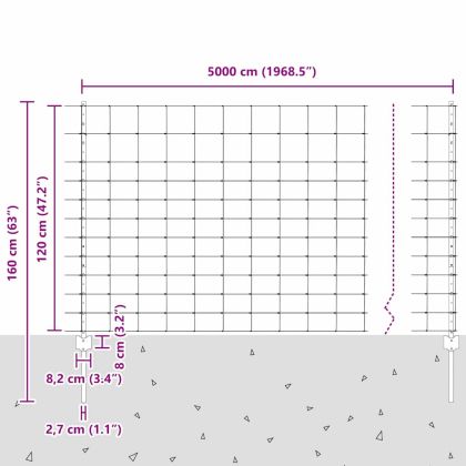 Ограда и колче Сребрист 1,2 x 50 m Стомана