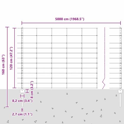 Ограда и колче Сребрист 1,2 x 50 m Стомана