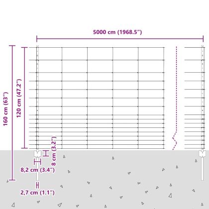 Ограда и колче Сребрист 1,2 x 50 m Стомана