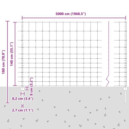 Ограда и колче Сребрист 1,4 x 50 m Стомана