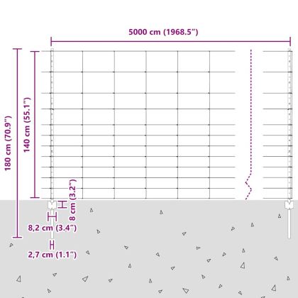 Ограда и колче Сребрист 1,4 x 50 m Стомана