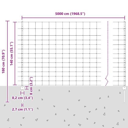 Ограда и колче Сребрист 1,4 x 50 m Стомана