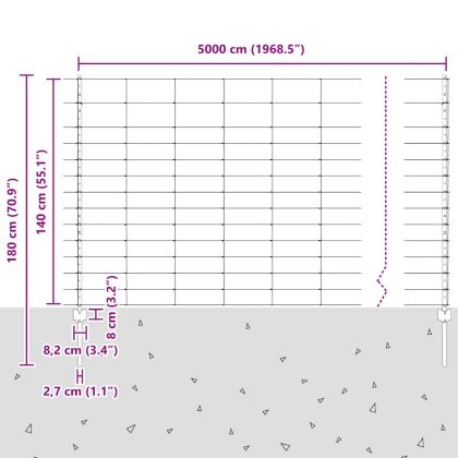 Ограда и колче Сребрист 1,4 x 50 m Стомана
