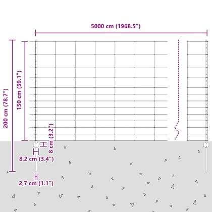 Ограда и колче Сребрист 1,5 x 50 m Стомана