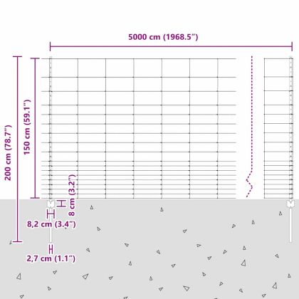 Ограда и колче Сребрист 1,5 x 50 m Стомана