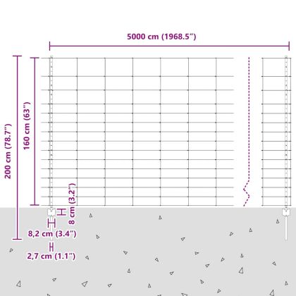 Ограда и колче Сребрист 1,6 x 50 m Стомана