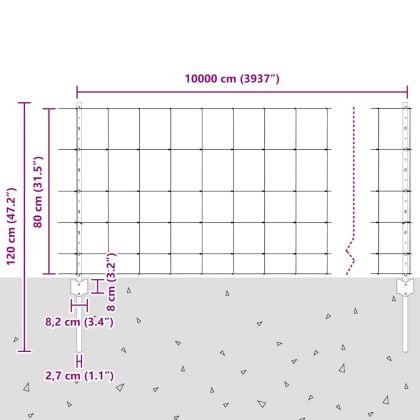 Ограда и колче Сребрист 0,8 x 100 м Стомана