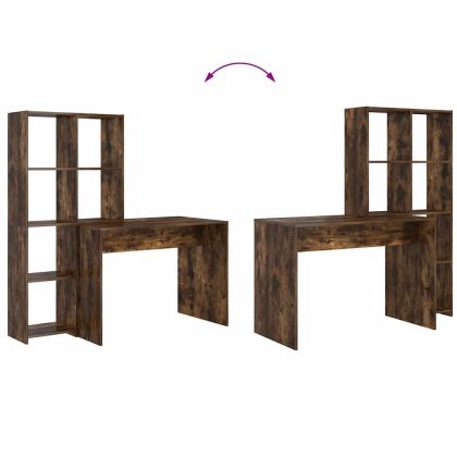 Бюро с рафт Димян дъб 138,5 x 55 x 143 см Инженерно дърво