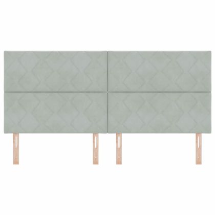 LED глава с таблото Светлосиво 200 cm Изкуствена