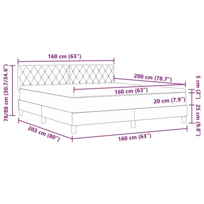 Легло с пружинирана основа Тъмен зелен 160 x 200 cm Кадифе