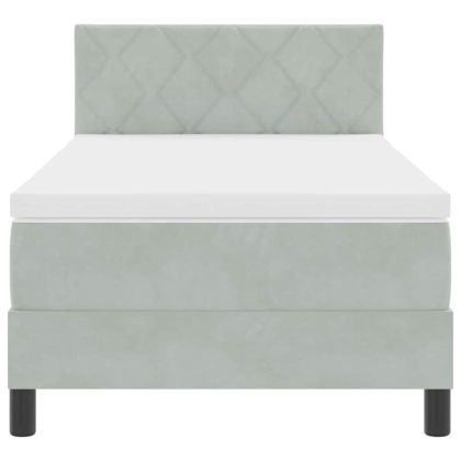 Легло с пружинирана основа Светлосиво 90 x 200 cm Кадифе