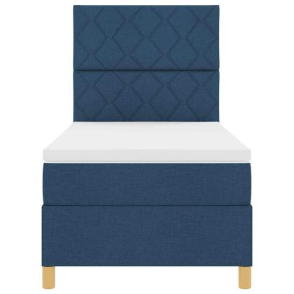 Легло с пружинирана основа с матрак Синьо 100 x 200 cm текстил