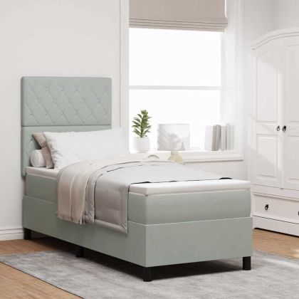 Легло с пружинирана основа Светлосиво 80 x 200 cm текстил