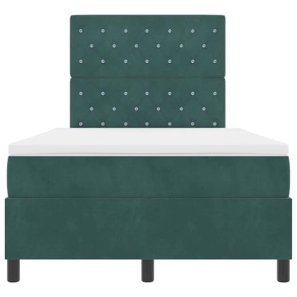 Легло с пружинирана основа Тъмен зелен 120 x 200 cm текстил