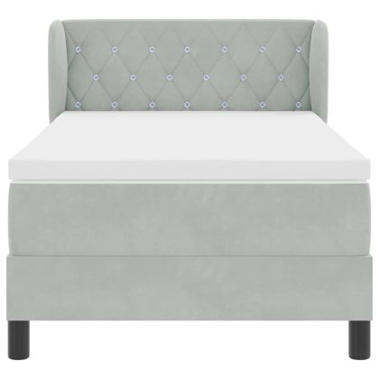 Легло с пружинирана основа Светлосиво 90 x 200 cm Кадифе