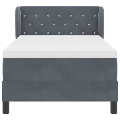 Легло с пружинирана основа с матрак Тъмносив 90 x 200 cm Кадифе