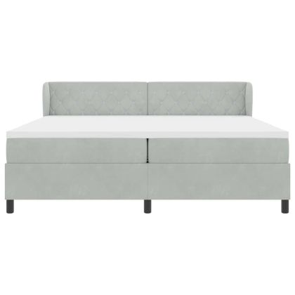 Легло с пружинирана основа Светлосиво 200 x 200 cm Кадифе