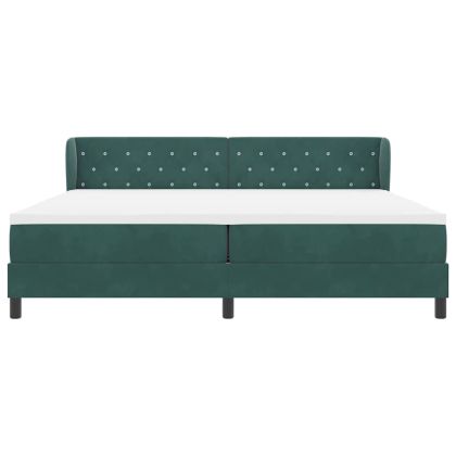 Легло с пружинирана основа Тъмнозелено 200 x 200 cm Кадифе