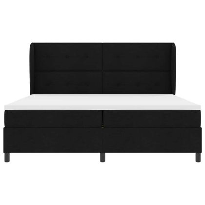 Легло с пружинирана основа с матрак Черно 200 x 200 cm текстил