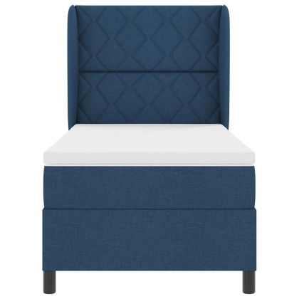 Легло с пружинирана основа с матрак Синьо 100 x 200 cm текстил