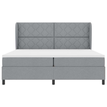 Легло с пружинирана основа Светлосиво 200 x 200 cm текстил