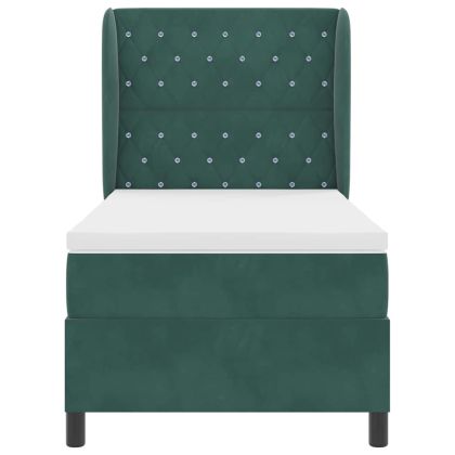 Легло с пружинирана основа Тъмен зелен 200 x 100 cm Полиестер