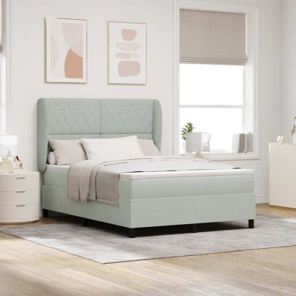 Легло с пружинирана основа Светлосиво 200 x 140 cm Полиестер