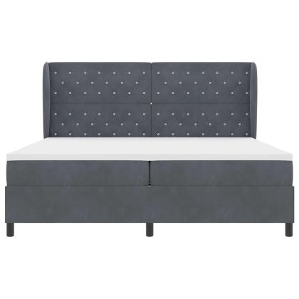 Легло с пружинирана основа Тъмен сив 200 x 200 cm Полиестер