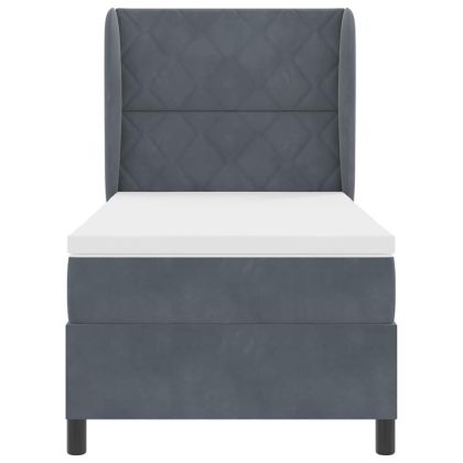 Легло с пружинирана основа Тъмен сив 200 x 100 cm Полиестер