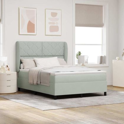 Легло с пружинирана основа Светлосиво 190 x 140 см Полиестер