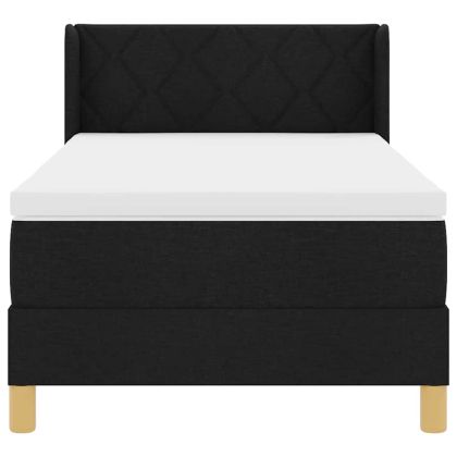Легло с пружинирана основа с матрак Черно 200 x 90 см Полиестер